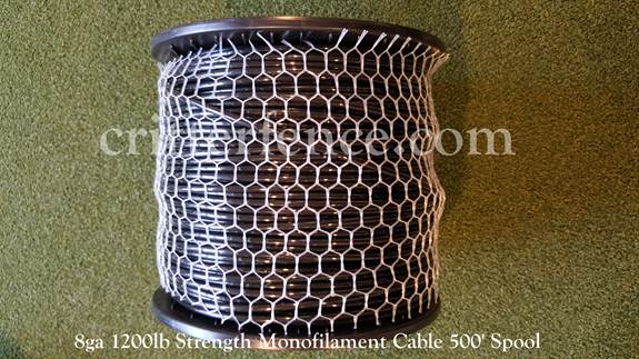 8 ga monofilmanet tension cable 500' spool 1200 lb strength