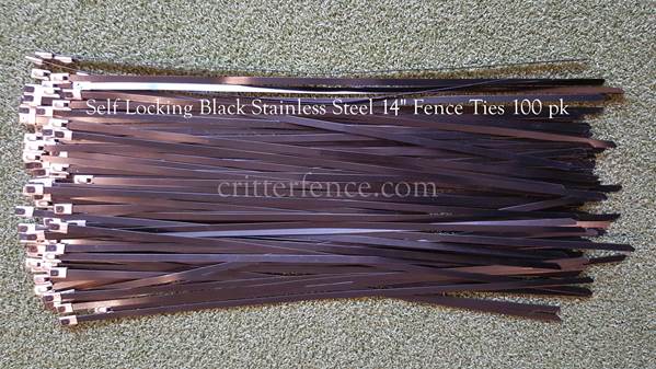 self locking 14" black stainless steel fence ties